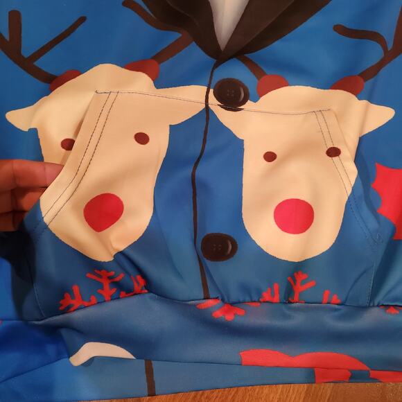 John Hancock Reindeer Christmas Hoodie Blue Men’s XL - Picture 4 of 6